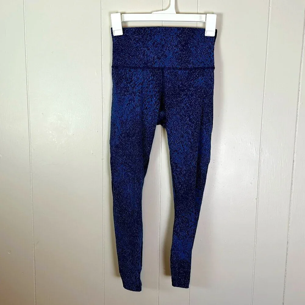 Lululemon Wunder Under Crop Luxtreme Mineral Deposit Blue Leggings Size 4